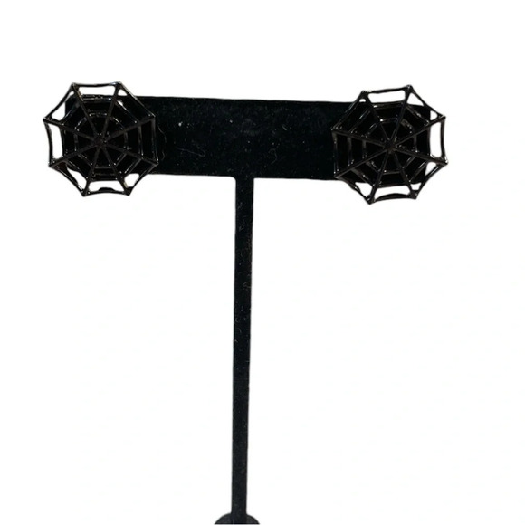 NWT 3 for $20 Black Spider Web Fashion Pierced Stud Earrings “you pick 3” - Picture 2 of 5